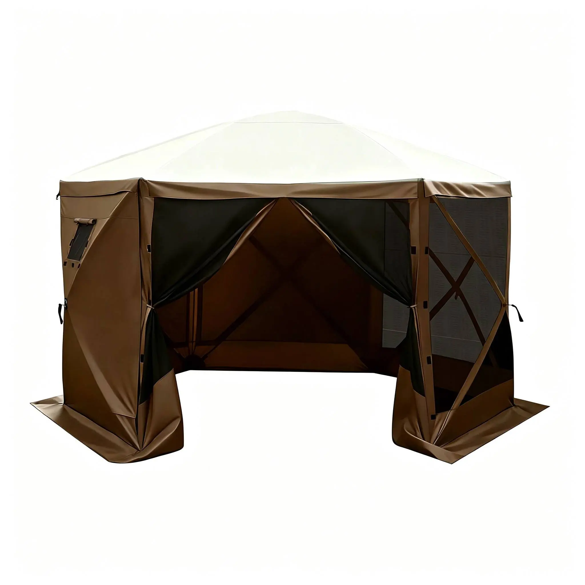 Brown Pop Up Gazebo Sidewalls (3-Pack Only) - 5.67x4.85 ft, Waterproof Sun Protection Layer, 1-Sided Window Design, Fits Outdoor Event Tents, Vendor Booths
