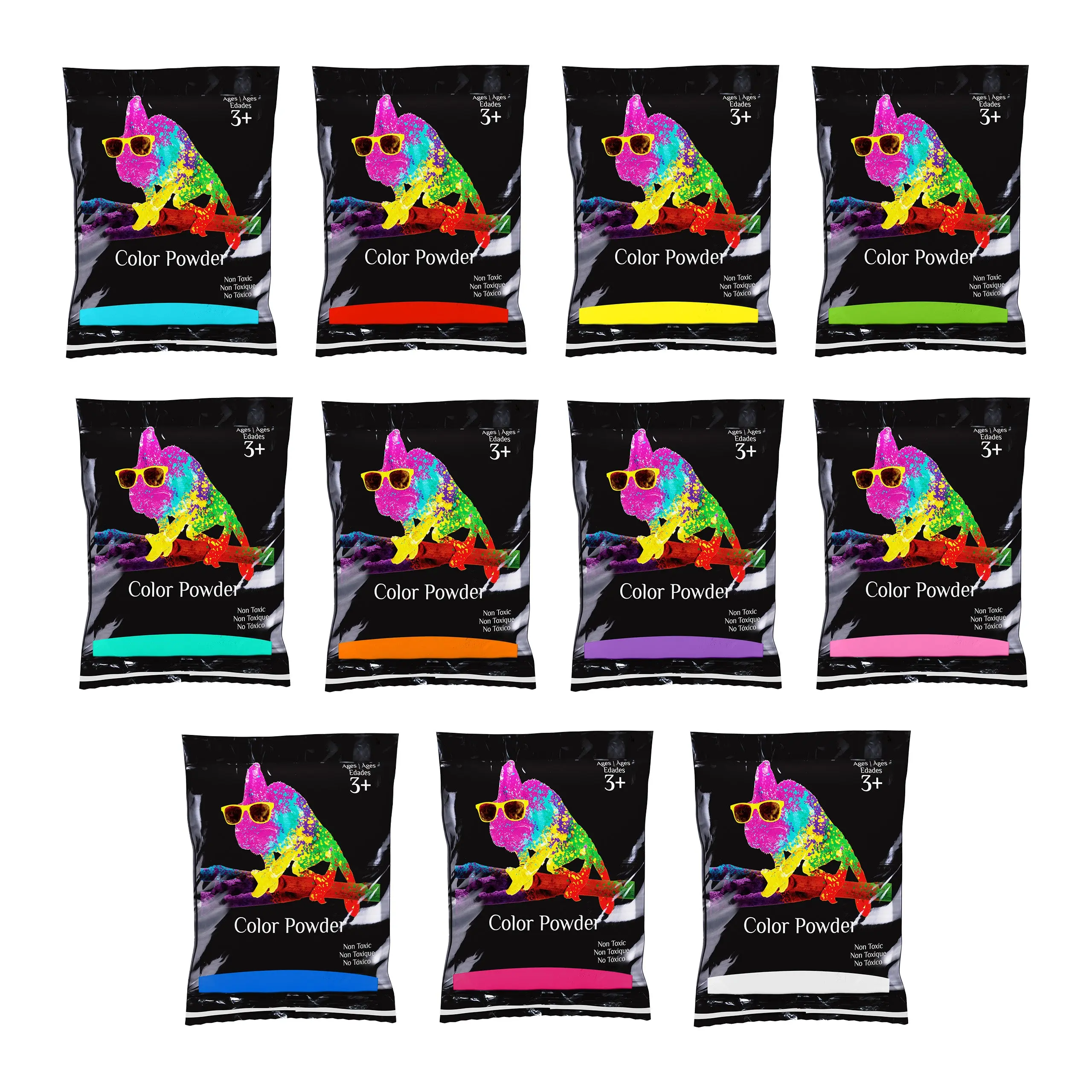 Color Powder 70 Gram Individual Packets | 10 Pack Plus Bonus White