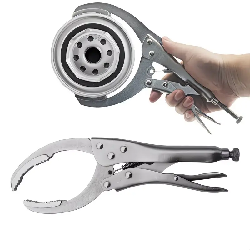 9.5 Inch Locking Oil Filter Wrench - Heavy-Duty Alloy Steel Adjustable Vice Grip Design, Non-Slip Teeth for Car/Truck/Equipment Filters, Corrosion-Resistant Removal Tool with Secure Hold