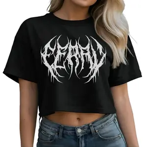 CROP TOP - Feral Metal Font Graphic Tee Alternative Streetwear Punk Clothing Women
