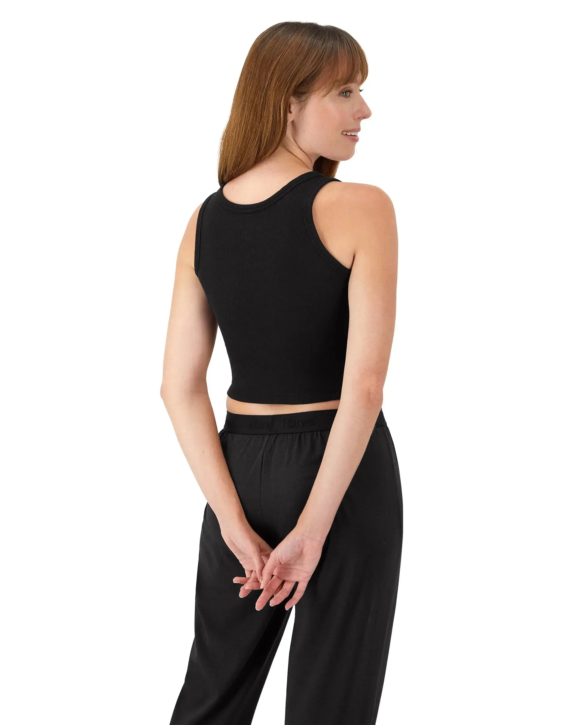 Hanes Comfywear Women's Loungewear Set, 2-Piece SuperSoft Rib Crop Tank & Lounge Pant
