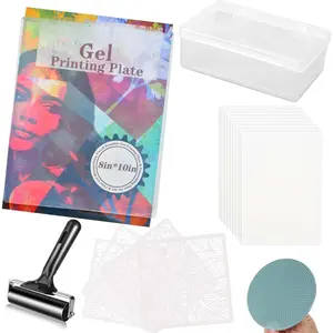 Gel Printing Plate - 8" X 10" Gel Plate with Press Rubber, No Aging and Bubbling Gel Printing Plate, Printmaking for Card Making, Arts and Crafts, Scrapbooking and Journaling