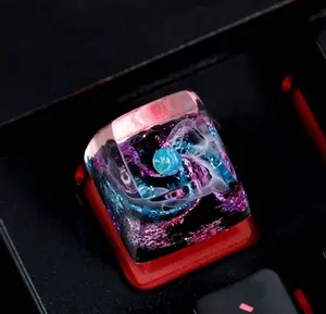 Earth Galaxy Artisan Keycap, Space Theme Resin Keycap for Mechanical Keyboard, Custom Planet Single Keycap for Cherry MX