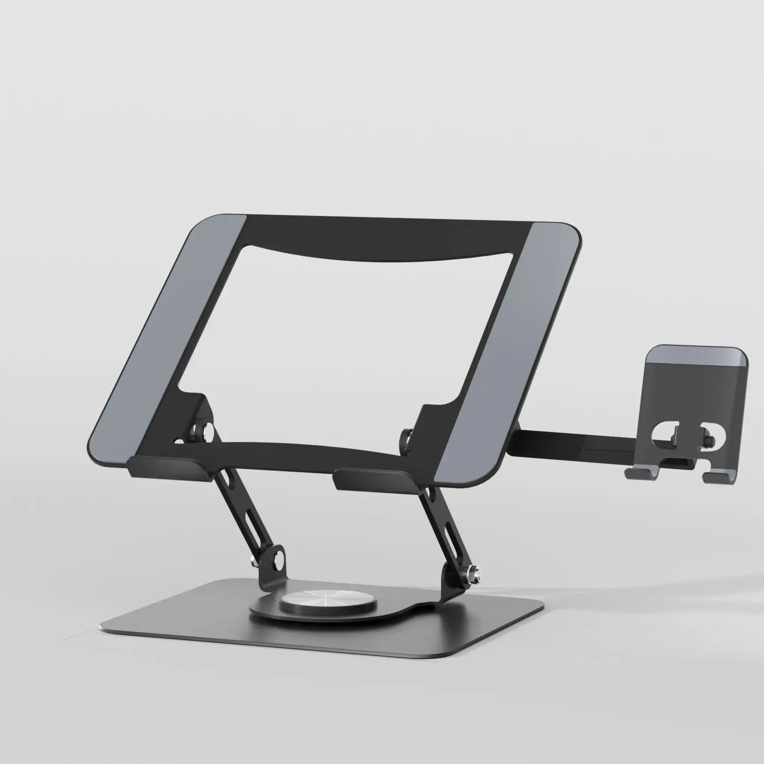 2 in 1 Foldable Adjustable Height Cooling Laptop Stand with Phone Holder Portable Notebook Support for Desk Gaming Office Study