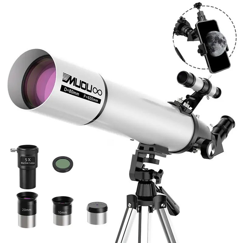 Astronomical Telescope 80600 entry-level high-definition high-magnification refractor telescope 80mm aperture telescope can observe stars and moon