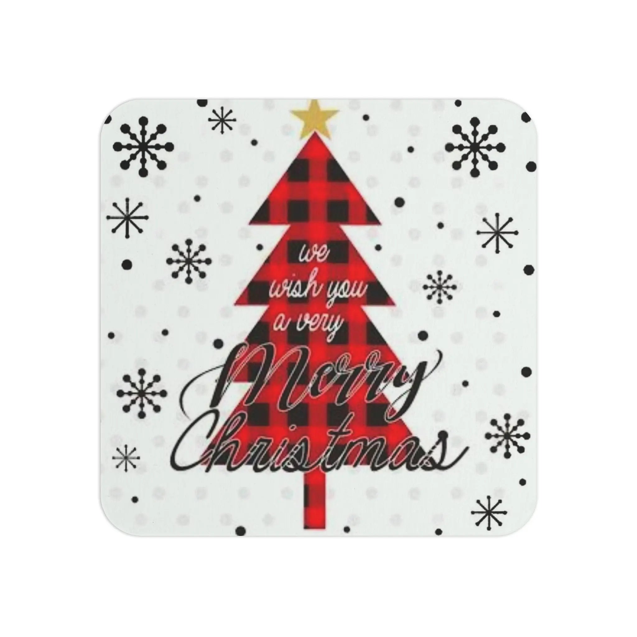 Buffalo Plaid Christmas Tree Coasters | Merry Christmas Holiday Coaster Set