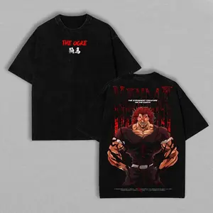valentine shirts Yujiro Hanma – Baki Anime T-Shirt The Ogre Oversized Washed Graphic Tee Heavy Cotton Streetwear for Anime Fans & Gym Lovers