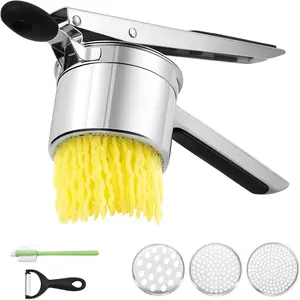 Potato Ricer 15oz Heavy Duty Stainless Steel Potato Masher with 3 Interchangeable Discs Kitchen Tool for Mashed Potatoes Spaetzle Noodle Maker Potato Press