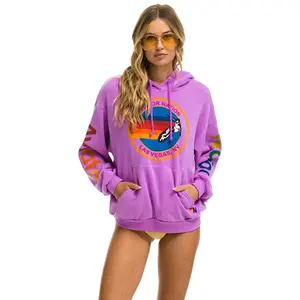 AVIATOR NATION LAS VEGAS RELAXED PULLOVER HOODIE - NEON PURPLE