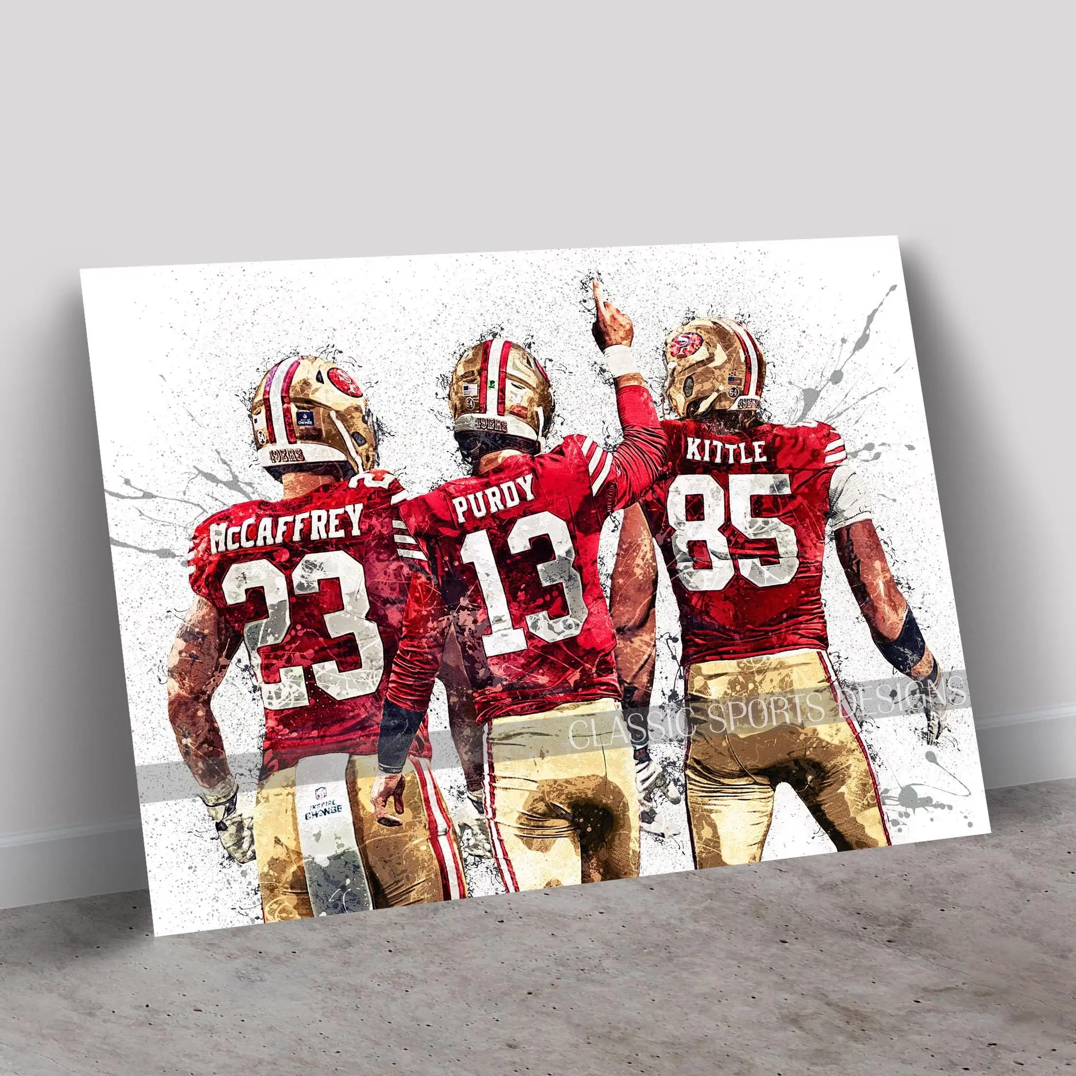 Christian McCaffrey Poster, Brock Purdy, George Kittle, San Francisco 49ers, Canvas Wrap, Wall Art Print, Kids Decor, Man Cave Gift