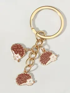 1pc Cartoon Hedgehog Keychain Kawaii Cute Metal Animal Key Ring Purse Handbag Car Charm Phone Pendant, Gift For Mother's Day, Keychain for Bags, Keychain Accessory