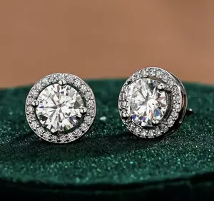 Round Zircon Stud Earrings 1.29 cm x 1.29 cm Trendy & Refined Fashion-Forward Jewelry Perfect for Any Occasion Ideal Birthday Gift