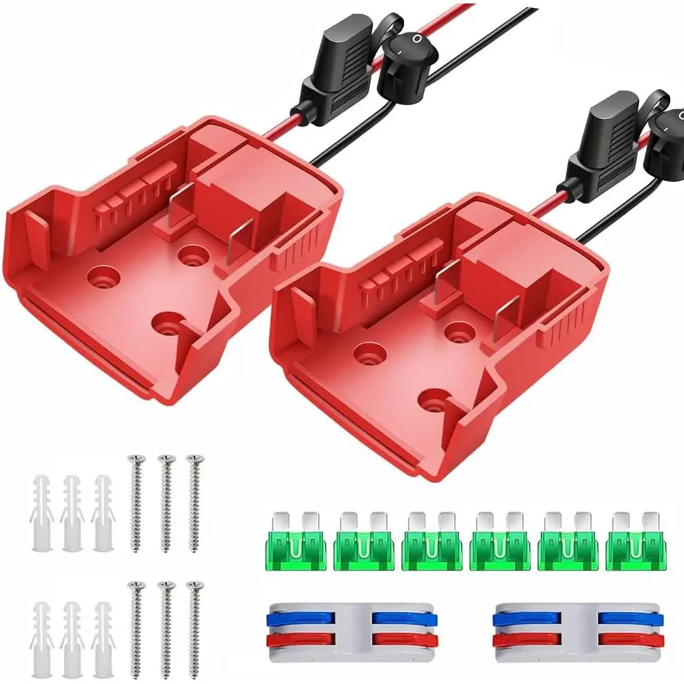 Power Wheels Adapter For Milwaukee M18 – 18V Battery Conversion Kit With 14AWG Wire, Fuse Holder, 3x 30A Fuses & Terminals – DIY, RC Toys, Robotics (2-Pack)