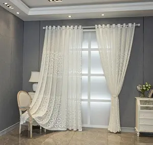 Modern Elegant White Lace Sheer Curtain 2 Panels with Grommet Top for Bedroom Living Room Patio Easy Install Soft Sheer Drapes for Contemporary Home Decor