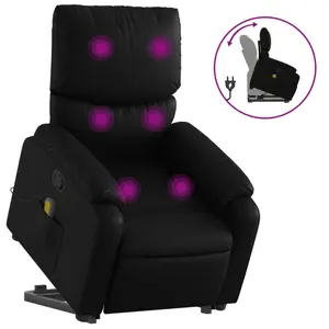 vidaXL Stand up Massage Recliner Chair Black Faux Leather