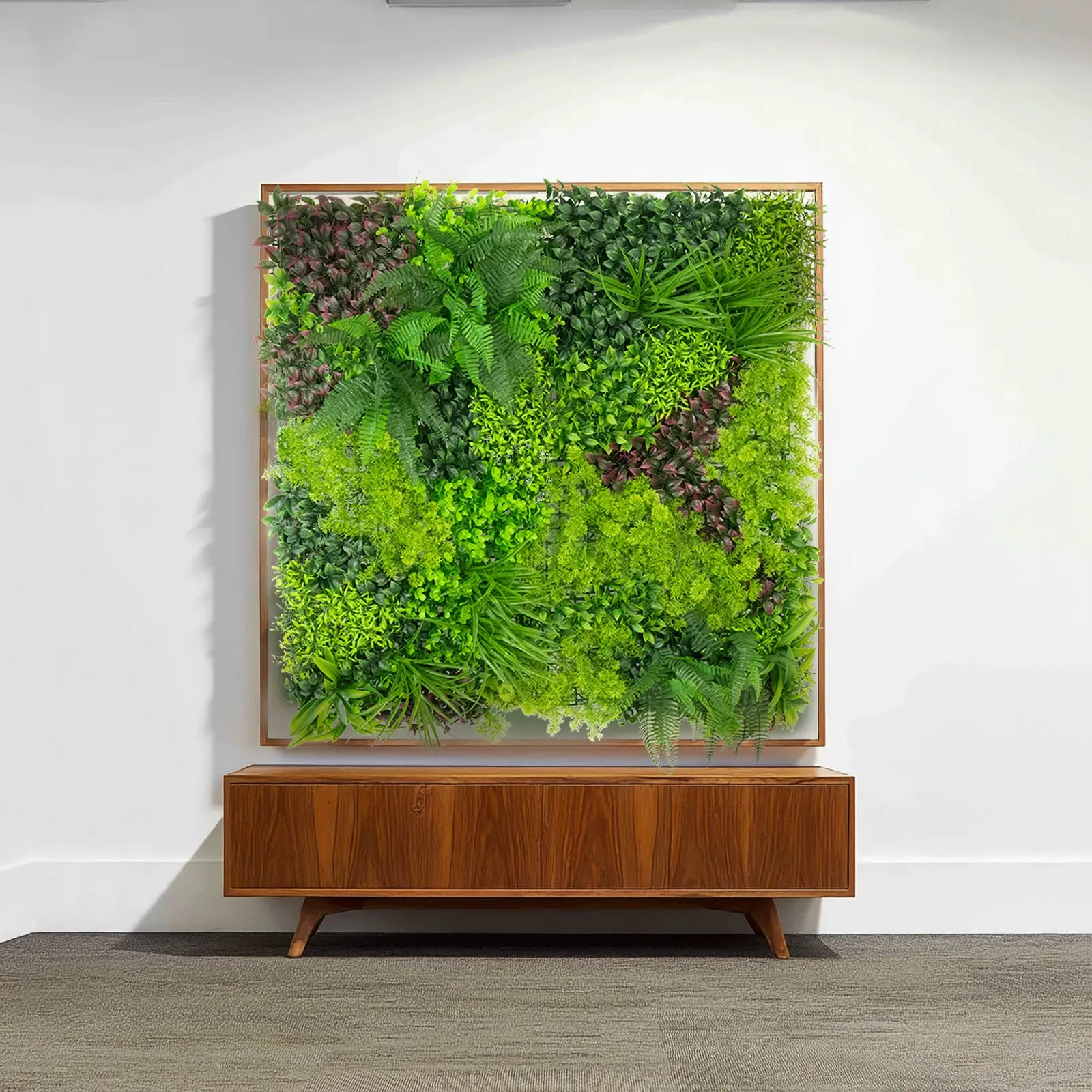2-Piece Set Artificial Grass Wall Panels (40"×40"), UV-Protected Greenery Backdrop with Mixed Fern & Ivy Leaves, Outdoor Decor Plants for Events, Artificial Plants Covering 22 Sq. Ft. for Room Decor