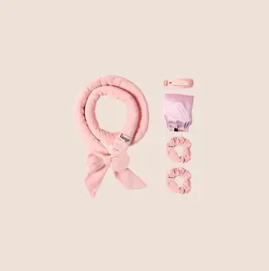 L'ANGE HAIR - Velvet Heatless Curls Set | Soft Curling Rod with 2 Velvet Scrunchies & Adjustable Bonnet for Comfortable Overnight Curls | Heatless Styling Tool for All Hair Types | 5-Piece Set, Heatless Hair Curler, Curly Hair Kit, Curlrollers