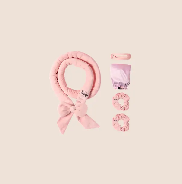 L'ANGE HAIR - Velvet Heatless Curls Set | Soft Curling Rod with 2 Velvet Scrunchies & Adjustable Bonnet for Comfortable Overnight Curls | Heatless Styling Tool for All Hair Types | 5-Piece Set, Heatless Hair Curler, Curly Hair Kit, Curlrollers