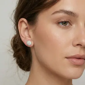 Luxury Moissanite Flower Stud Earrings (Sterling Silver)