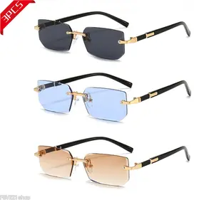 3 Pack Semi Rimless Sunglasses for Men Gold Frame Rectangle Shades with Gradient Lenses Scratch Resistant for Driving Business & Streetwear Practical Eye Protection