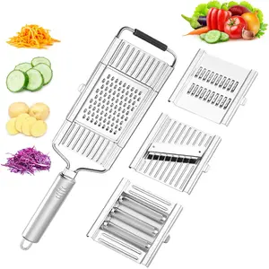 4 in 1 Stainless Steel  Cheese Grater Multifunctional Vegetable Chopper with Replaceable Stainless Steel Cutting Blades, Vegetable Shredder, Multifunctional Kitchen Utensil Christmas Gift
