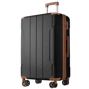 Polibi 28" Expandable Hardshell Checked Luggage, Black Brown