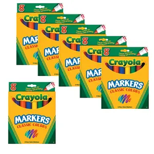Bulk 12 Boxes of Crayola<sup>®</sup> Conical Tip Classic Markers - 8 Colors Per Box