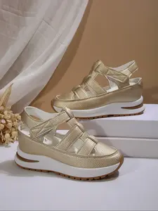 Women's Fashionable Plain Color Open Toe Platform Sandals, Casual Comfortable Breathable Sandals for Beach Vacation, Lightweight Non-slip Sandals for Daily Wear, Walking Shoes, Footwear for Beach