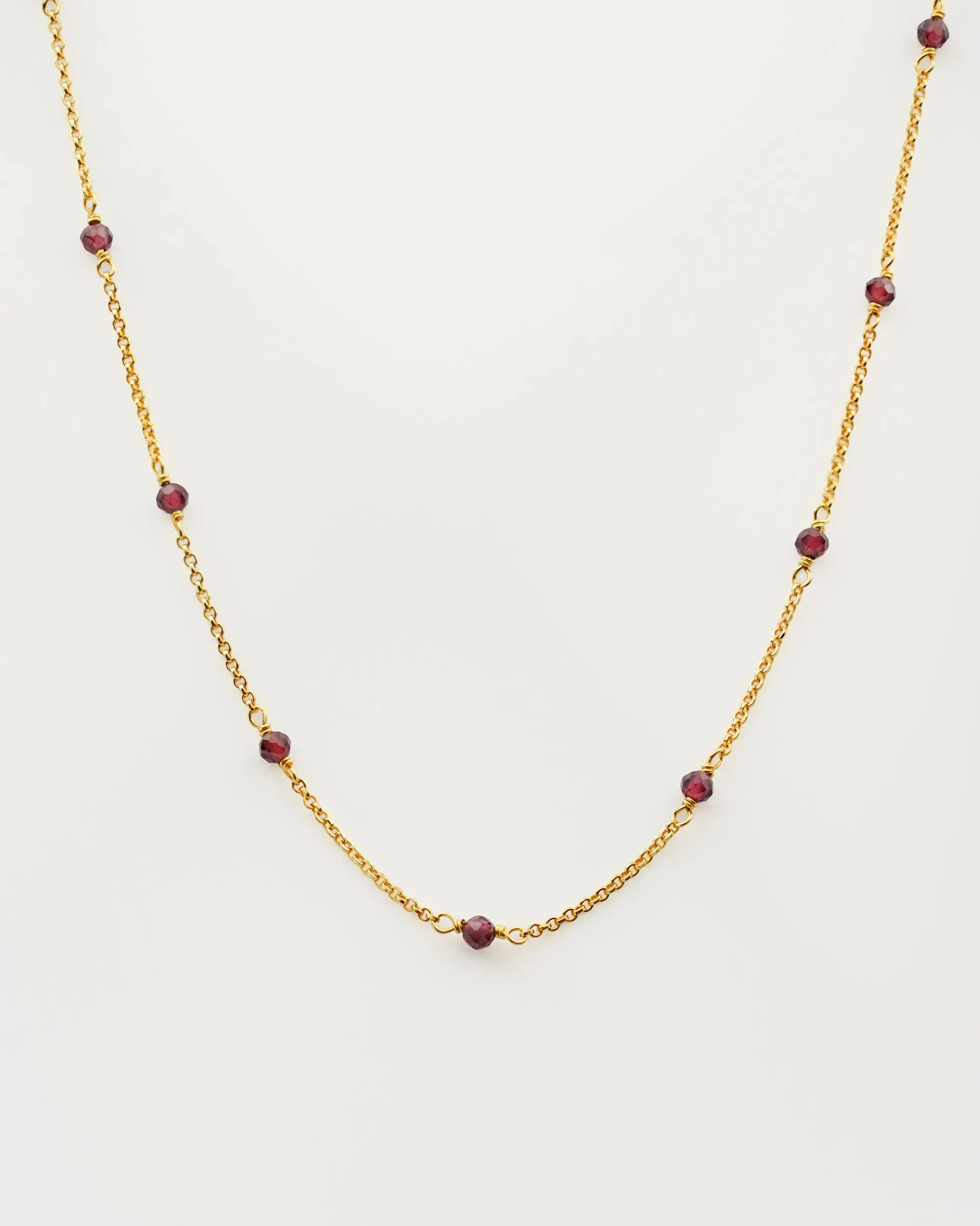 Garnet Beaded Choker Necklace in Sterling Silver