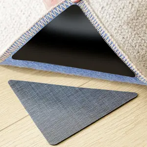 12PCS Non Slip Rug Grippers, Rug Pads Grippers, Rug Tape anti Slip Carpet Pads Rug Corner Gripper for Hardwood Floors/Tile/Mats/Keep Area Rugs Flat and Easily Peel off (Black) Msxcse