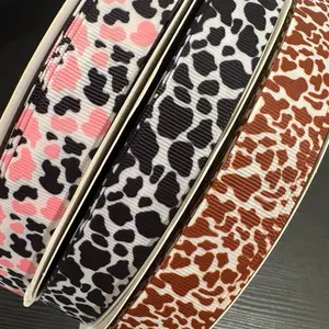 6/8" Cow Print Grosgrain Ribbon 100-Yard Roll