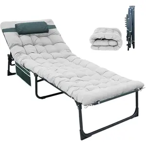 Folding Sleeping Cot, Camping Cot with Mattress for Adults 450lbs Max Load, Portable Camping Cot with Pillow, Adjustable 5-Position Cot for Camping, Home,Office,Travel