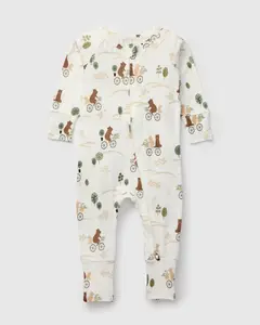 Loulou Lollipop Baby Sleeper in Cute Bears on Bikes Pattern Soft Comfortable TENCEL Lyocell Sleepwear with Easy Diaper Changes & Gentle on Skin Cozy Bodysuit for Newborns
