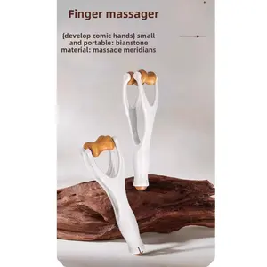 Finger massager with solid wood roller, massage clip for hand joints, meridian unblocker, finger slimming and lengthening tool, finger scraping tool