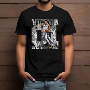 Wembanyama PNG Shirt Design, Basketball Player Comic Graphic Tee Sublimation crew neck t-shirt short sleeve