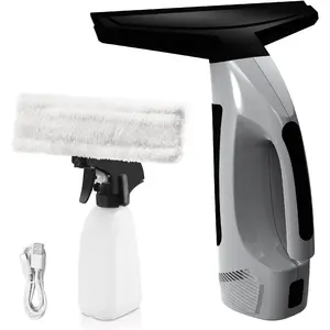 Window Vacuum Squeegee Cordless, Handheld Window Vac with Multi-Purpose Spray Bottle & Microfiber Cloth, Electric Cleaning Tool for Windows, Tiles, Mirror, Countertop, Car Windshield