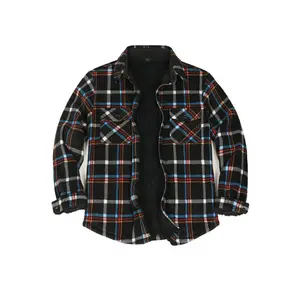 Men's Sherpa Fleece Lined Shacket,Button Down Plaid Shirt Pockets fadetok red jacket depop