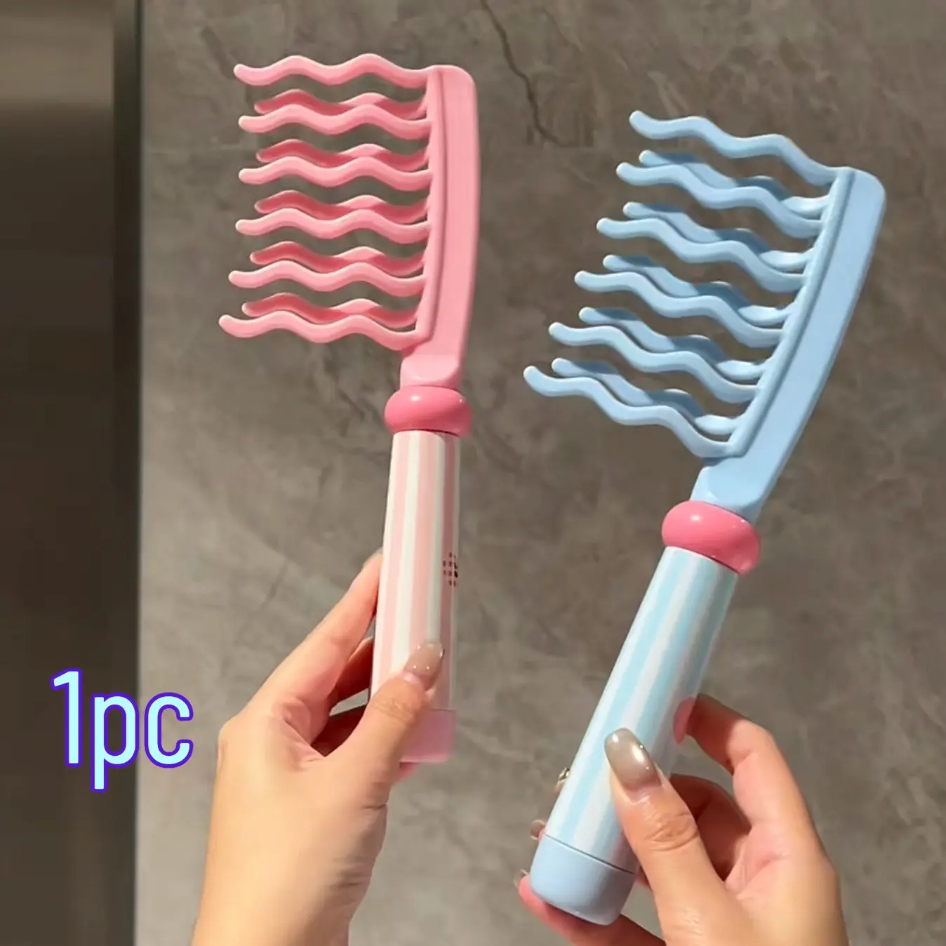 Double Row Wave Large Tooth Comb, Curling Brush for Long Hair, Anti-Static Wide Teeth Detangler, Smooth and V Voluminous Styling Tool, Hair Detangling Comb, Detangler Combs