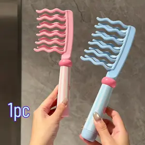 Double Row Wave Large Tooth Comb, Curling Brush for Long Hair, Anti-Static Wide Teeth Detangler, Smooth and V Voluminous Styling Tool