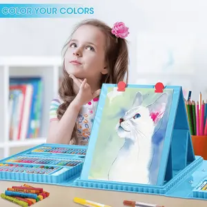 208 PCS Art Supplies, Drawing Art Kit for Kids, Art Set with Double Sided Trifold Easel, Oil Pastels, Crayons, Colored Pencils, Watercolor Pens Gift for Girls and Boys, Party Favors For Kids,   Easter Gifts