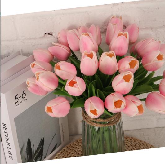 Porch decor,ennvaofficial 40 artificial tulips, realistic touch faux flowers for home decoration, artificial tulip bouquet, suitable for spring, Easter, Mother's Day, weddings, and restaurant table decoration (light pink)