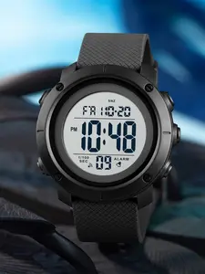 Skmei Men's Electronic Watch, Multifunctional Outdoor Sports Clock & Timer, 5atm Waterproof, Running Hiking, Casual Resin Buckle Strap, Modern Waterproof Watch