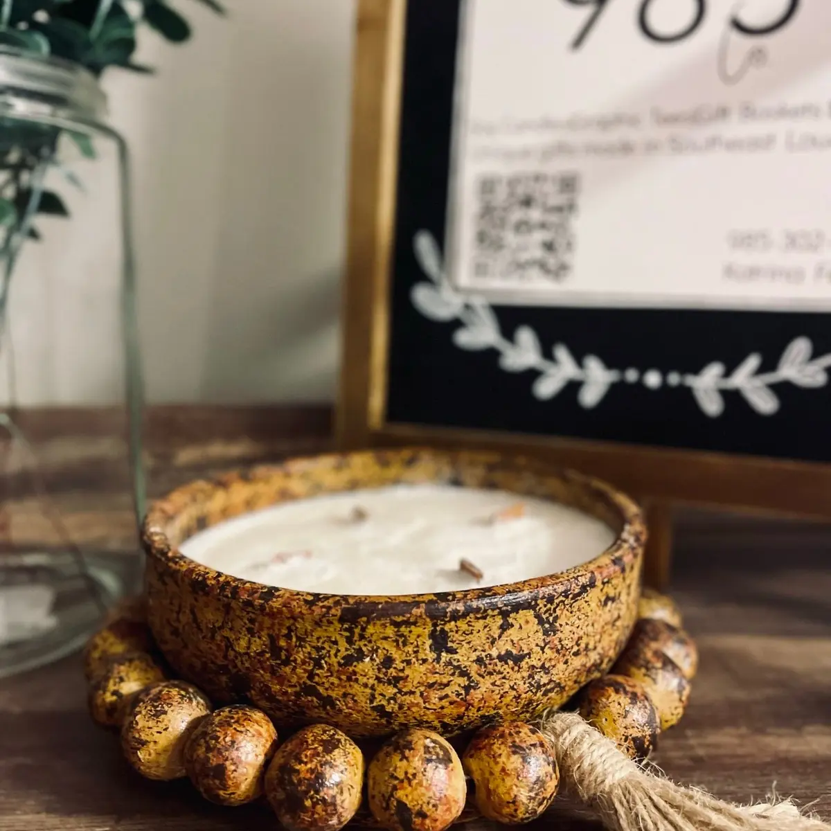 Lily of the Valley bead bowl soy candle