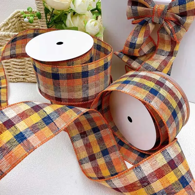 10Y/ 6.3CM/ 2.48IN, Traditional Checkered Ribbon Suitable for Festive for Home Decor, Christmas Tree Ornaments, Gift Wrapping, Wedding Cake Embellishments, And Thanksgiving Decorations