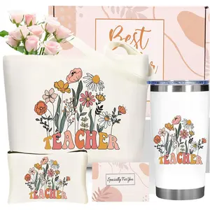 Teacher Appreciation Gift Set: 20oz Insulated Tumbler & Canvas Tote Bag Box for Women Educators -Birthday, Thank You, Holiday Presents