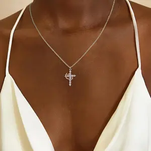 KOPERIN Simple Crown & Cross Pendant Choker Necklace for Women & Men & Girls Pretty Crown Cross Necklace For Daily Clothing Decor Trendy All-match & Exquisite Jewellery Charms Gifts for Fashion