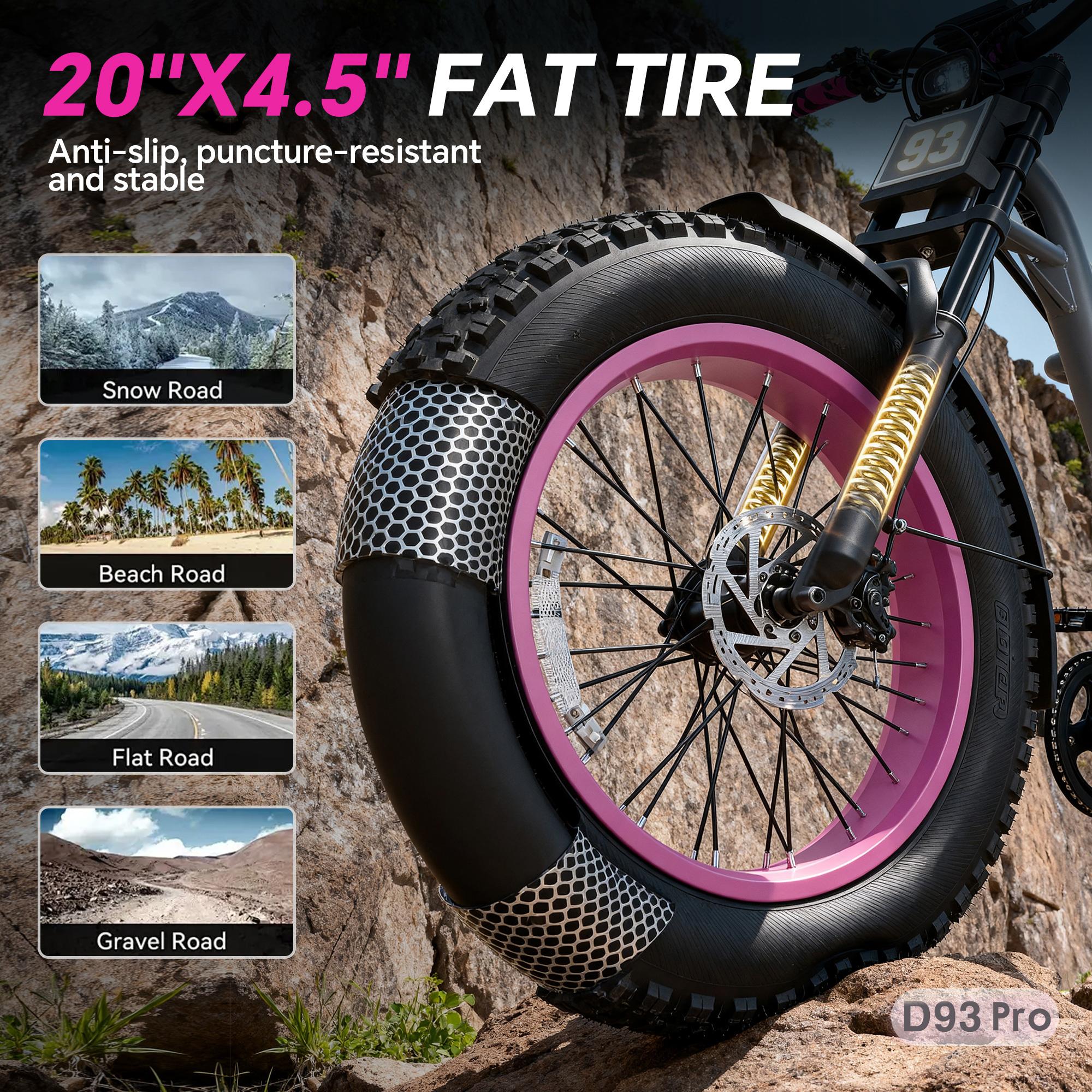 New electric bicycle for spring 2026 adopts a high carbon steel frame, hydraulic shock absorption, full suspension system, maximum speed of 40 MPH, 48 volt 1500W motor, riding assistance range of 40-70 miles, 20 * 4.5-inch all terrain tires, snow tires New electric bicycle for spring 2026 adopts a high carbon steel frame, hydraulic shock absorption, full suspension system, maximum speed of 40 MPH, 48 volt 1500W motor, riding assistance range of 40-70 miles, 20 * 4.5-inch all terrain tires, snow tires