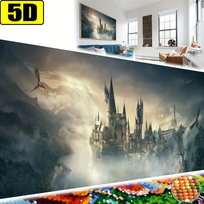 Castle Pattern DIY Diamond Arts Colorful Painting Kit without Frame, DIY 5D Diamond Arts Colorful Painting Kit, Wall Art Decor for Home, Diamond Pattern Design