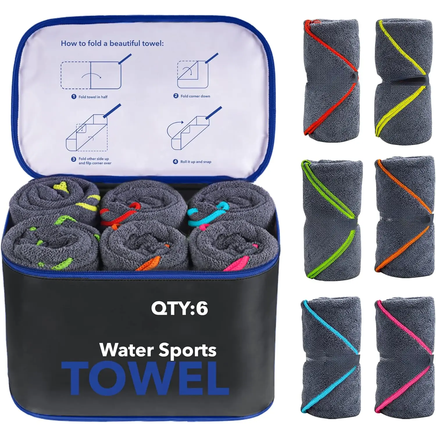 4 Pack Microfiber Camping Towel Quick Dry, Super Absorbent Travel Towel with  Bag, Lightweight Boat Towel for RV, , Gym, Beach, Pool, Swim,Family Trip