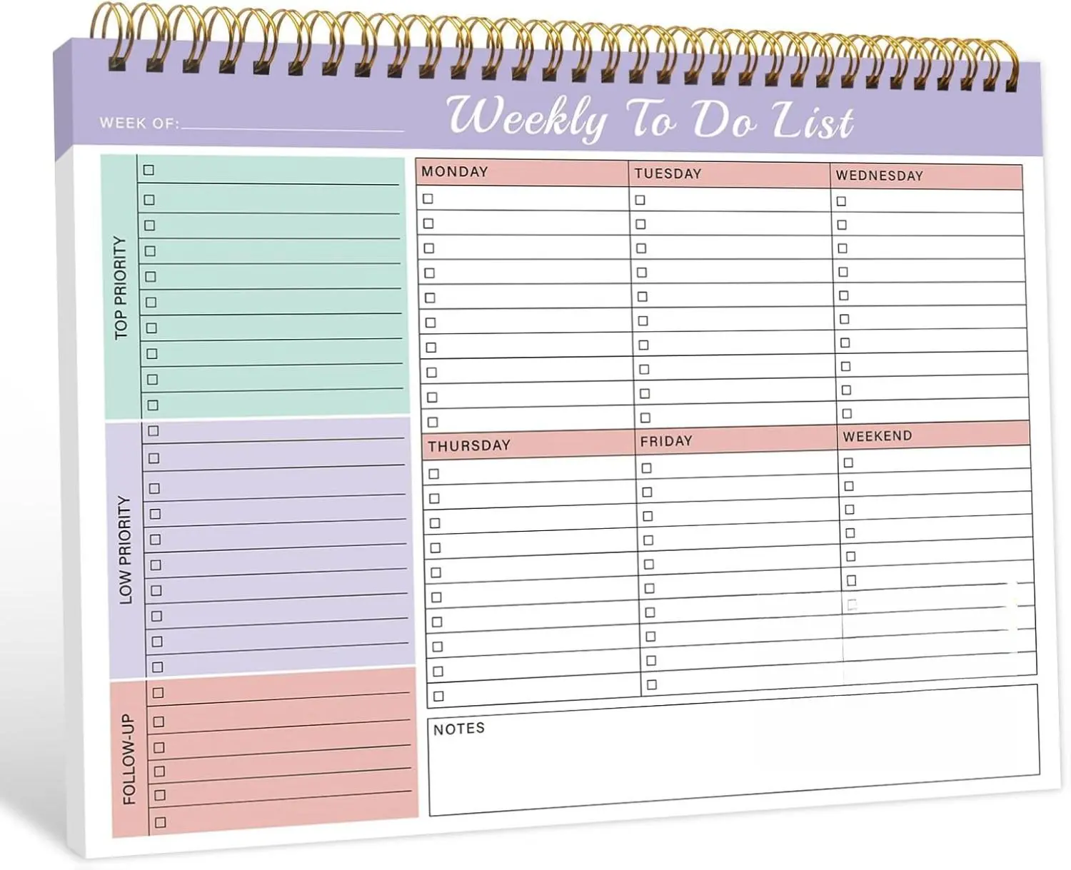 Weekly To Do List Notepad with 52 Undated Sheets（8.5"×11"）- Weekly Desk Planner Pad with Spiral Binding for Women & Man, Office, School and Home Personal Organizer